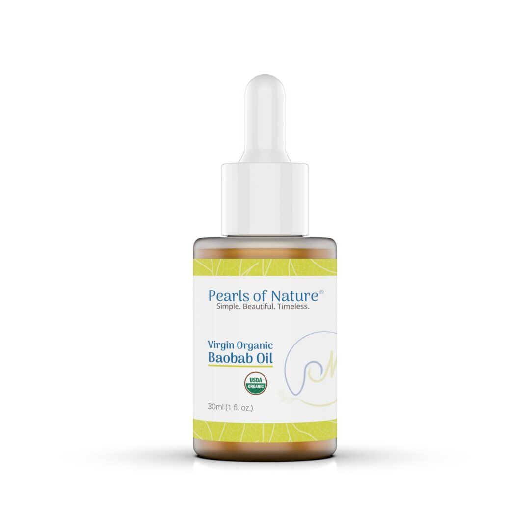 Virgin Organic Baobab Oil 30 ml dropper bottle, front label