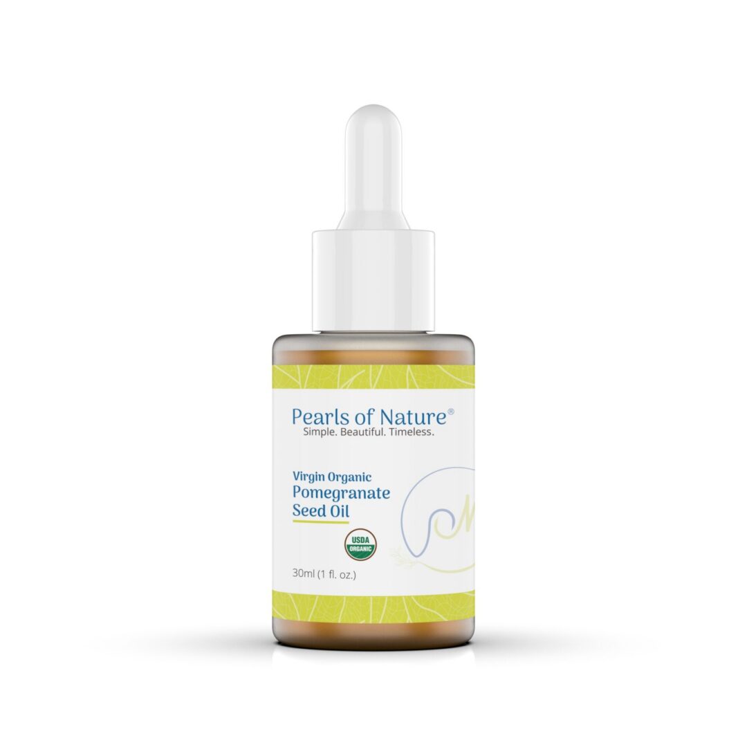 Virgin Organic Pomegranate Seed Oil 30 ml dropper bottle, front label